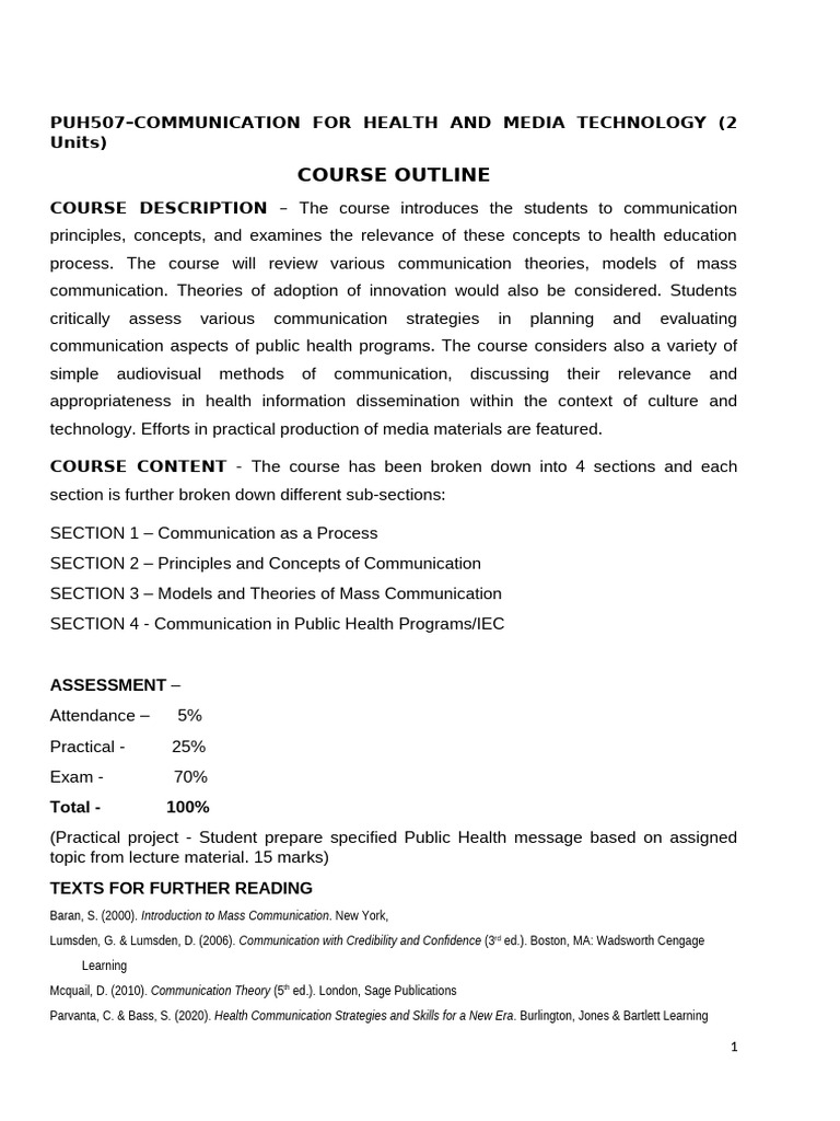 Health Communication Principles Course | PDF | Communication | Information
