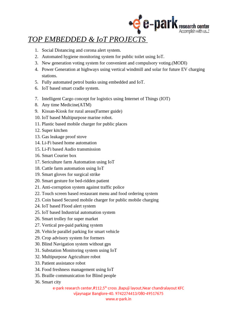 Embedded and IoT Projects | PDF | Internet Of Things | Automation