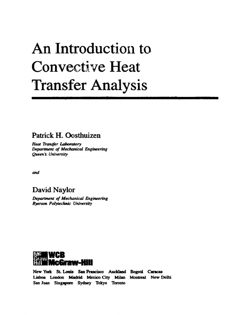 Convective Heat Transfer Analysis Methods | PDF | Boundary Layer | Heat ...