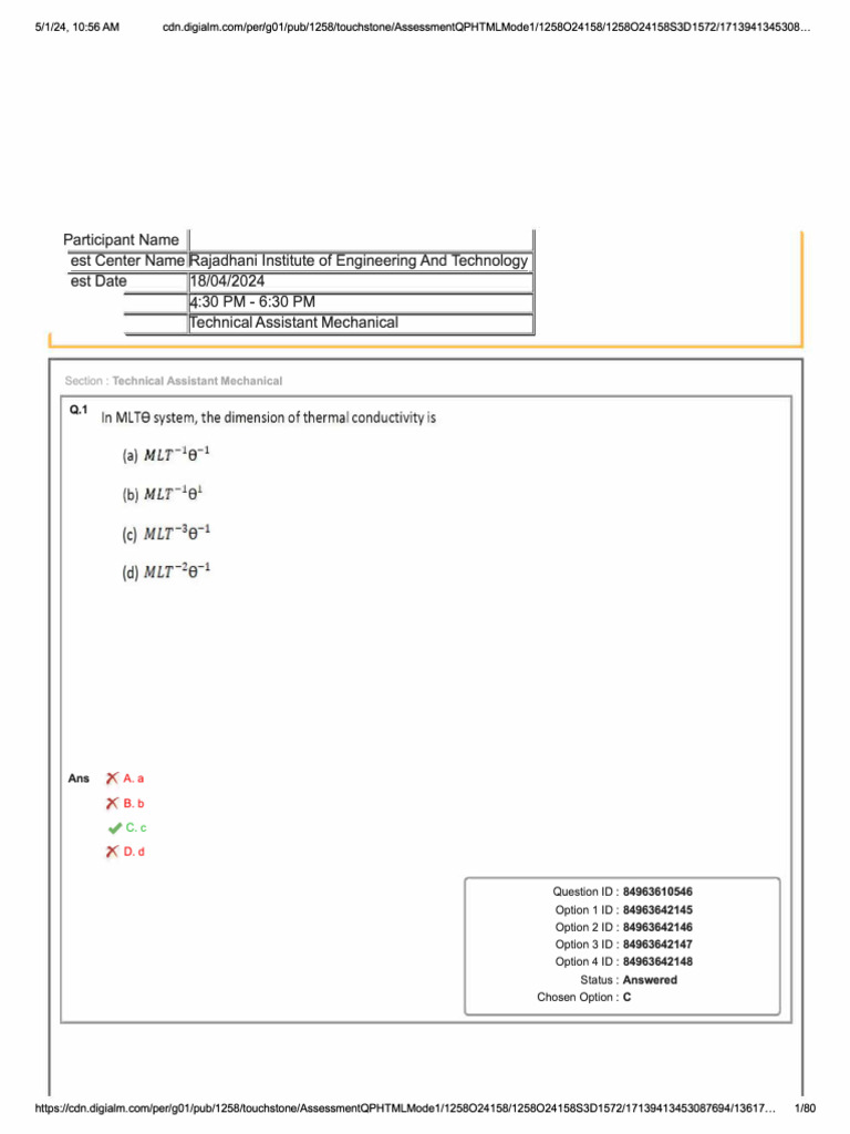 Technical Assistant Mechanical Assessment Pdf