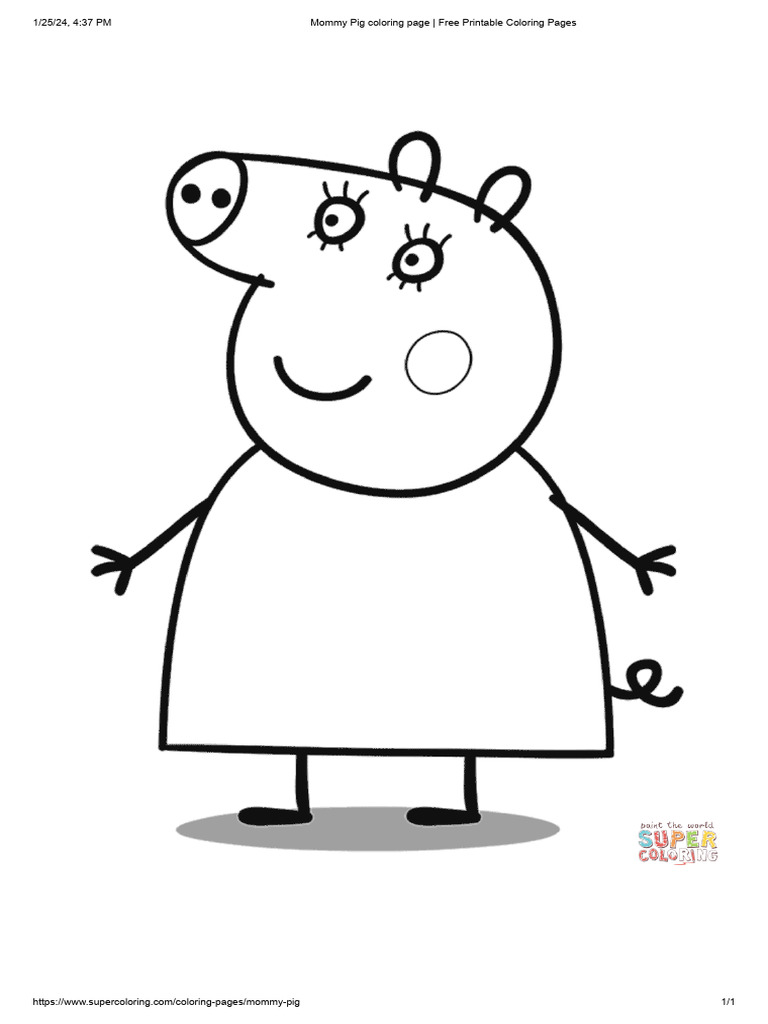 Mommy Pig Coloring Page - Free Printable Coloring Pages | PDF