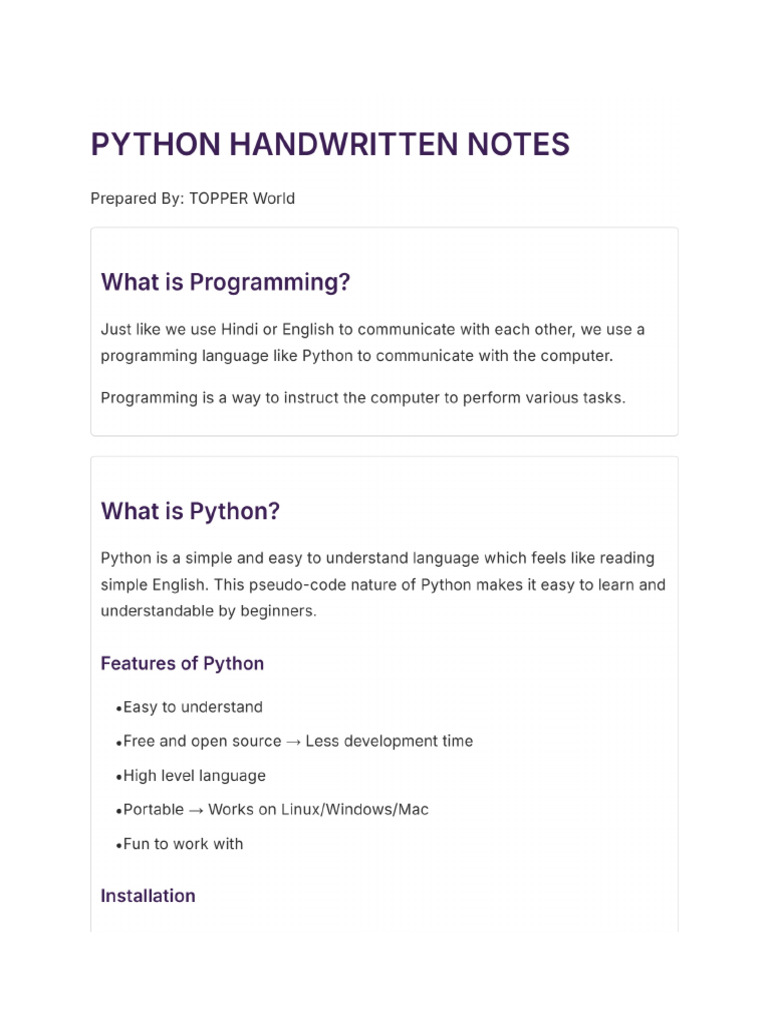 Python Notes | PDF