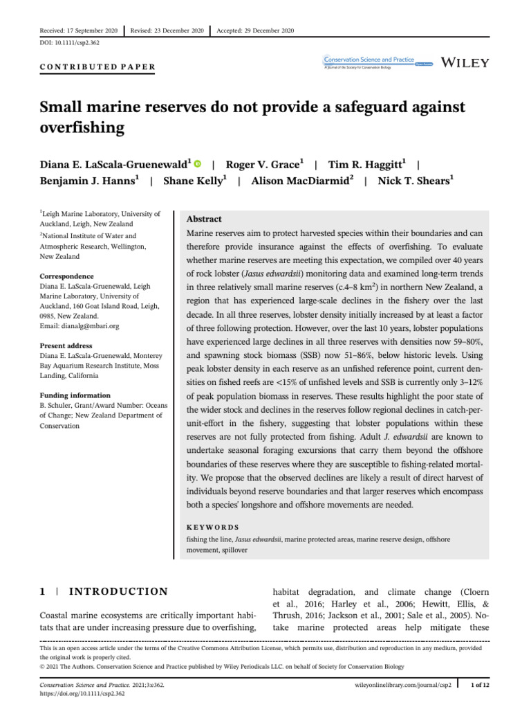 Small Marine Reserves Do Not Provide A Safeguard A | PDF | Overfishing ...