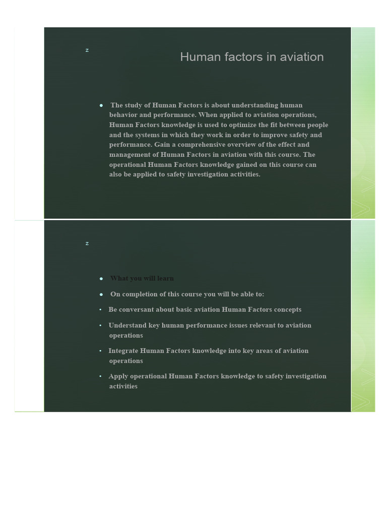 Human Factors in Aviation Safety | PDF | Human Factors And Ergonomics ...