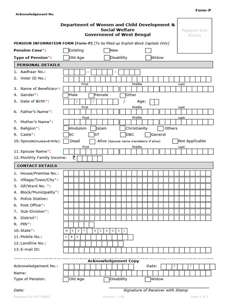 Form p pdf disability