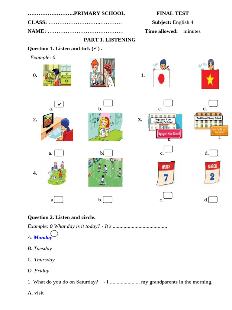 Đề 2- Kiểm tra học kì 1 Global Success 4 | PDF