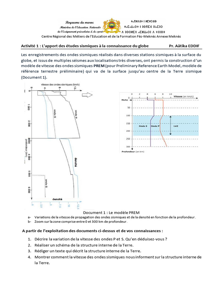Modèle PREM et propagation sismique | PDF