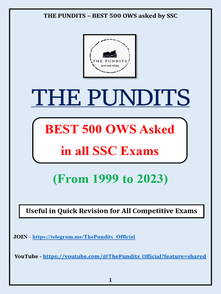 SSC Exam OWS Revision Guide | PDF