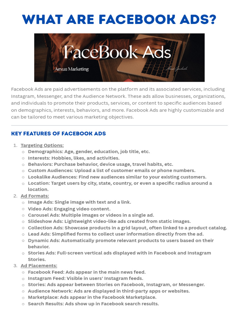 What Are Facebook Ads | PDF | Advertising | Facebook