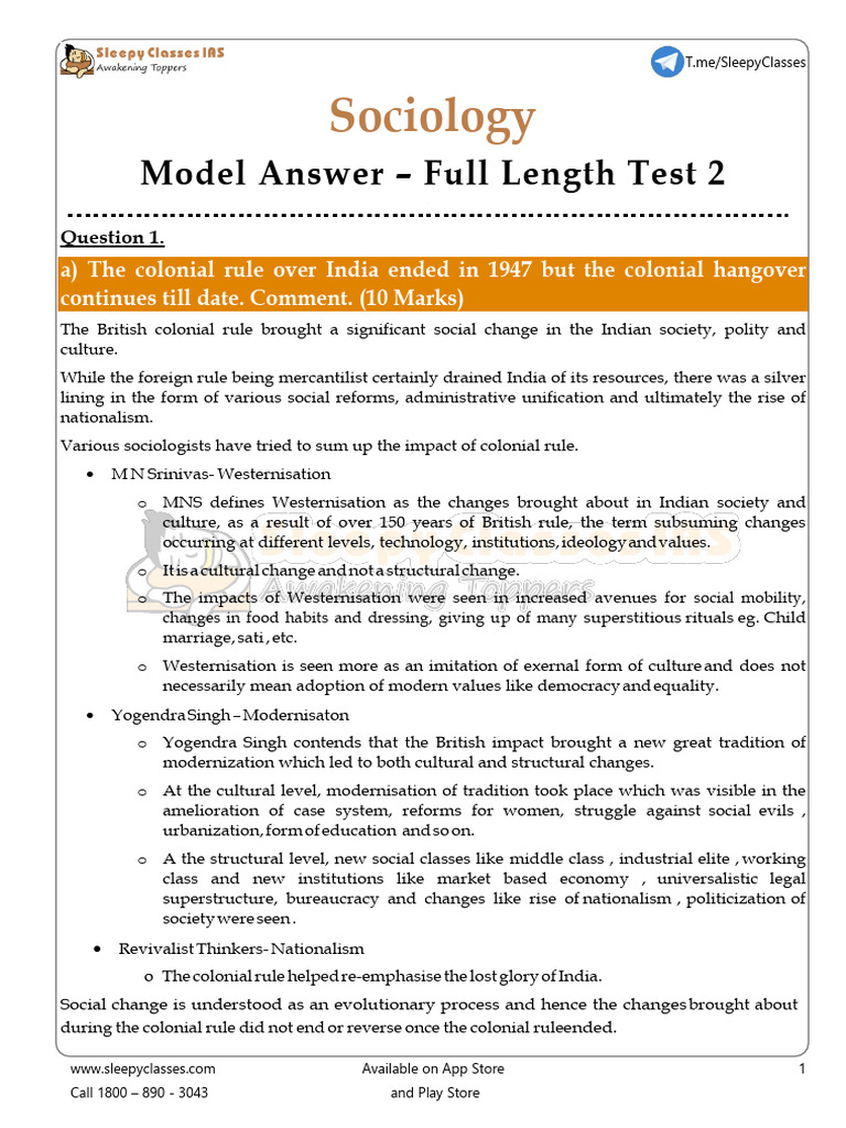 335 Model Answers & Video Solutions Model Answers Full Length Test | PDF