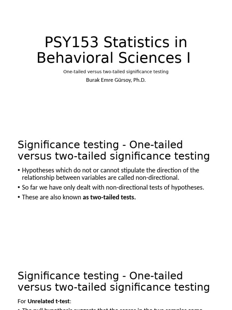 One-Tailed vs. Two-Tailed Testing | PDF | Statistical Significance ...