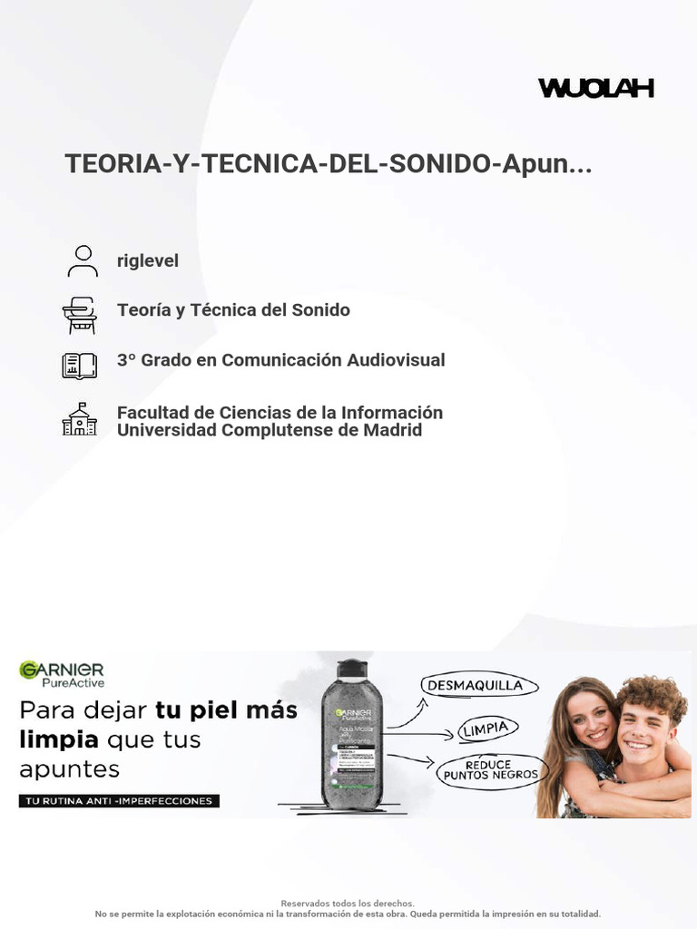 Wuolah Free TEORIA Y TECNICA DEL SONIDO Apuntes Completos | PDF ...