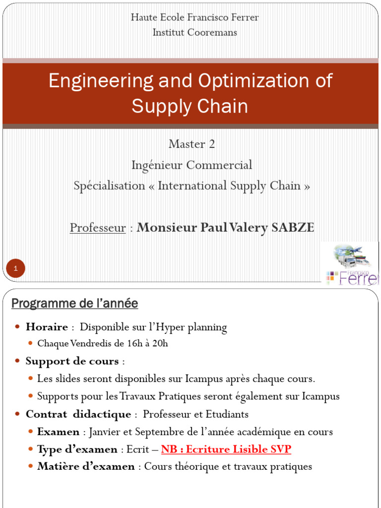Cours - Engineering and Optimization of Supply Chain - Part 1 | PDF ...