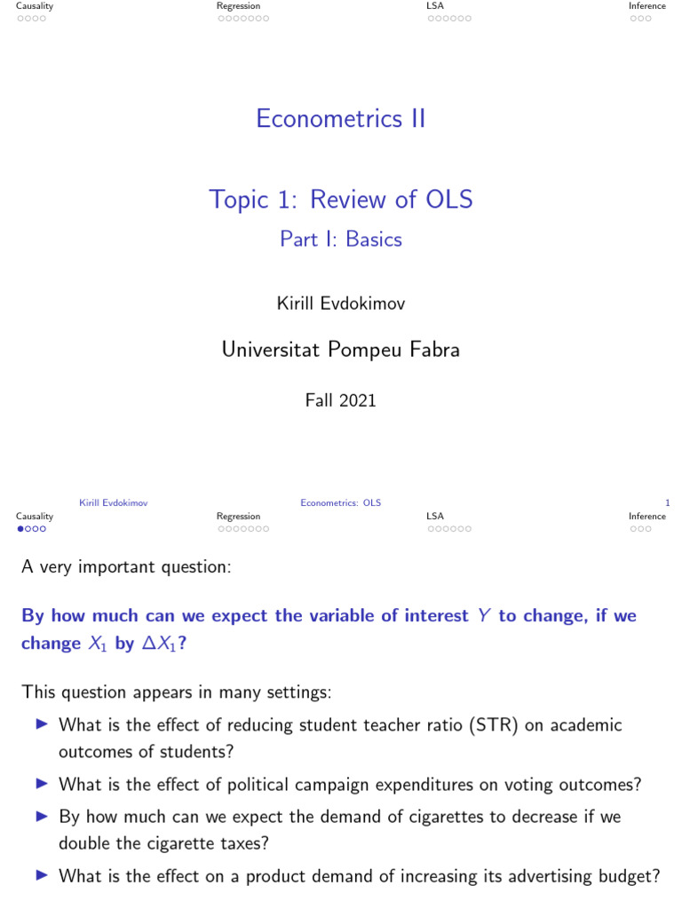 OLS Econometrics Overview by Kirill Evdokimov | PDF | Regression ...