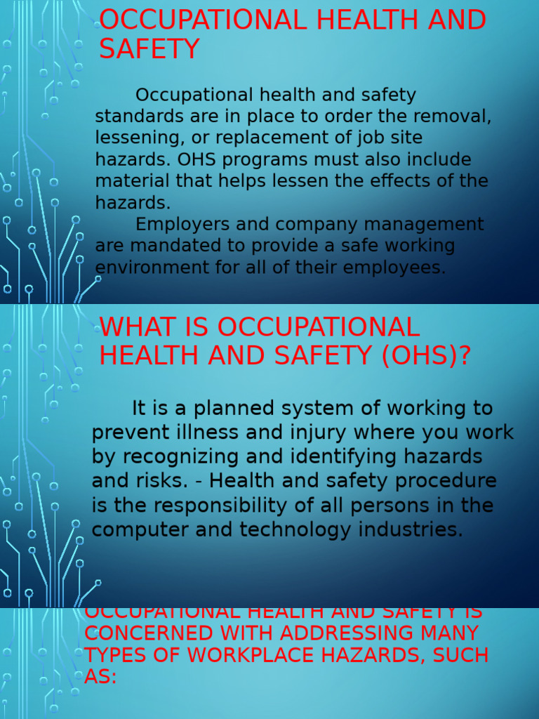 Occupational Health and Safety Overview | PDF | Occupational Safety And ...