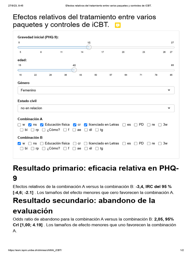 Efectos de iCBT: Comparativa de Tratamientos | PDF