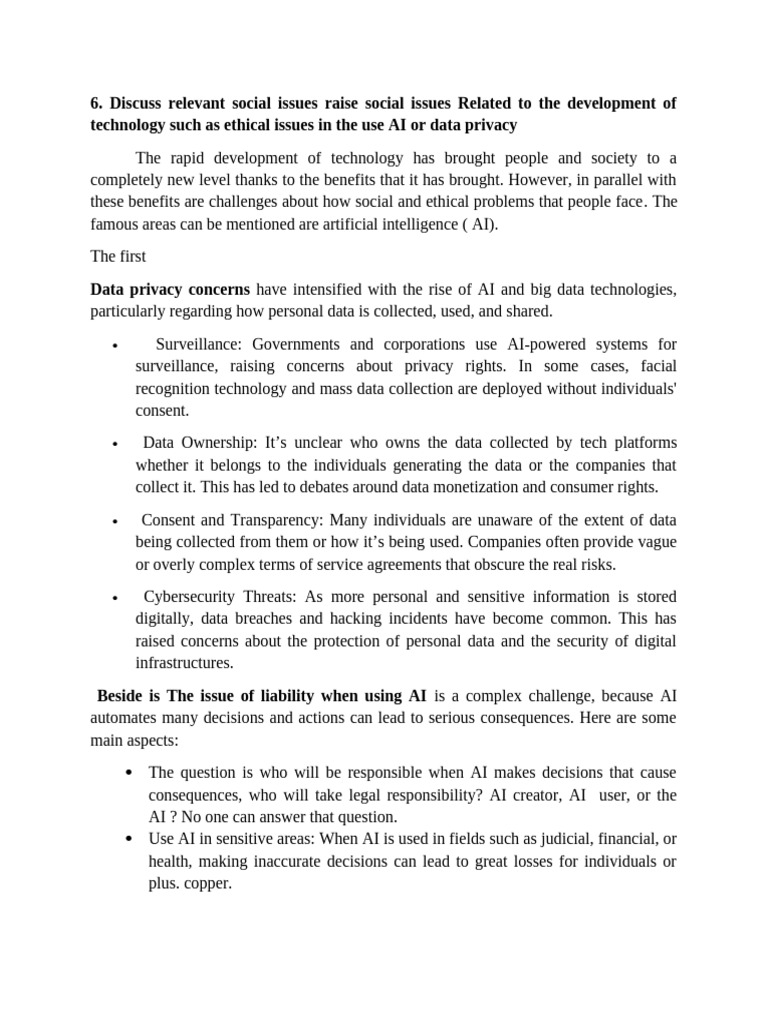 Social Issues in AI and Technology Ethics | PDF | Artificial ...