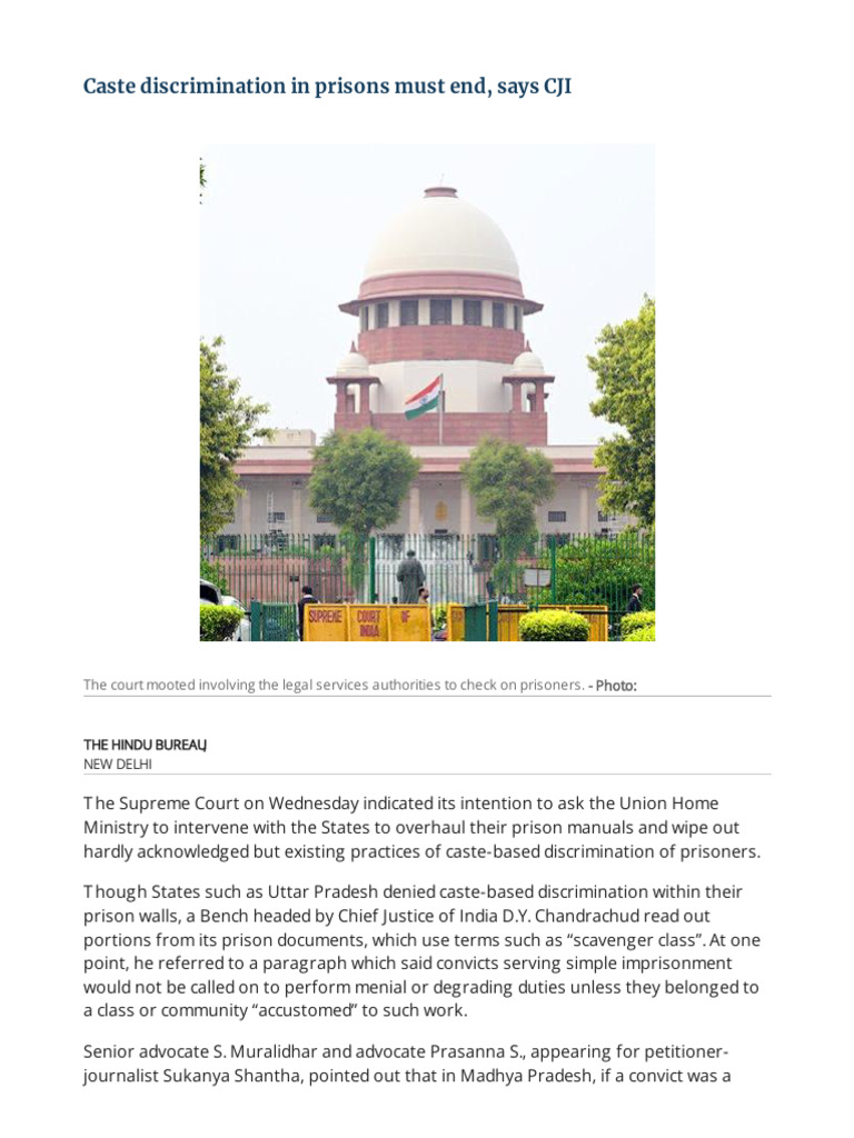 Caste Discrimination in Prison | PDF