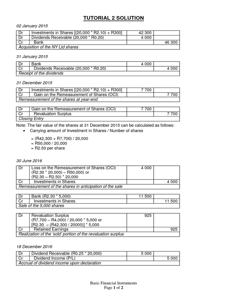 Tutorial Solution - Basic Financial Instruments 2 (Houston LTD) | PDF ...