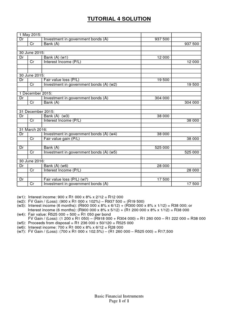 Tutorial Solution - Basic Financial Instruments 4 (Reilly LTD) | PDF ...
