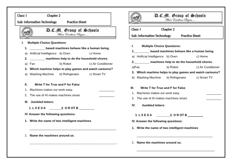 Chapter 2 Practice Sheet | PDF | Artificial Intelligence | Intelligence ...