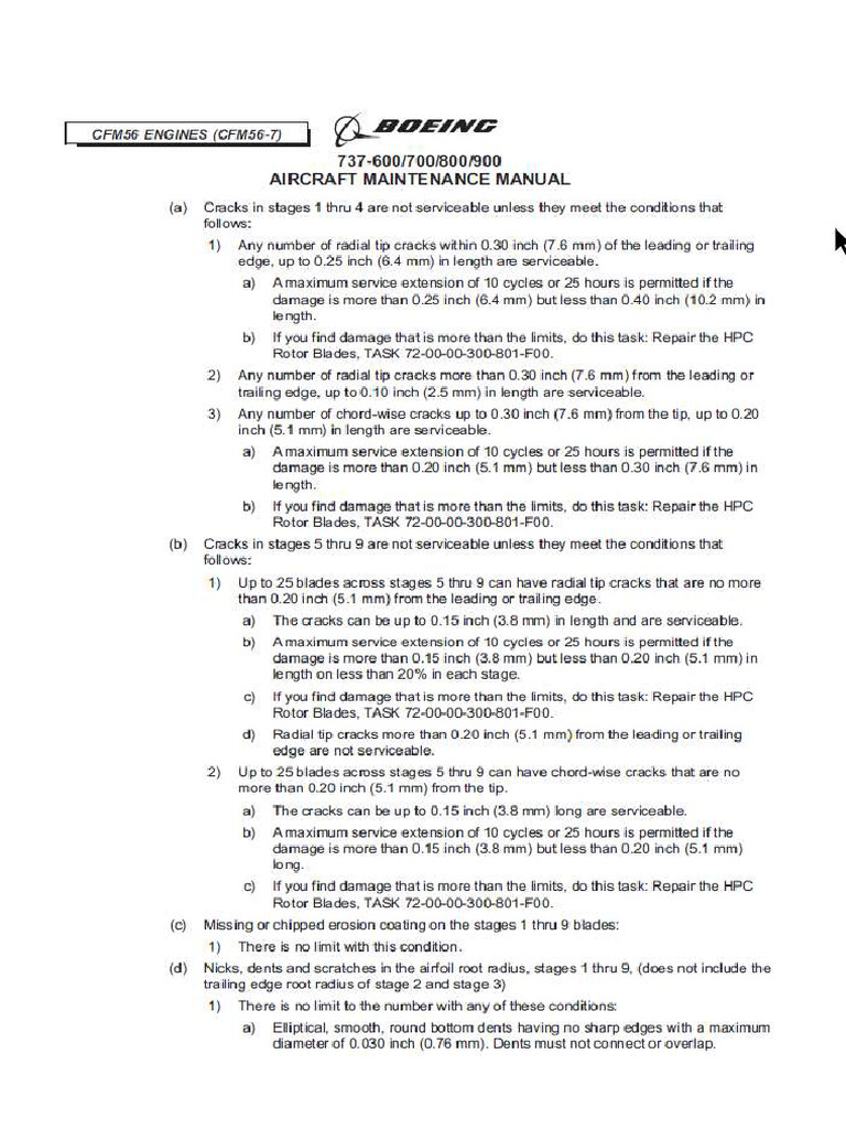 737-600/700/800/900 Aircraft Maintenance Manual CFM56 Engines (CFM56-7 ...