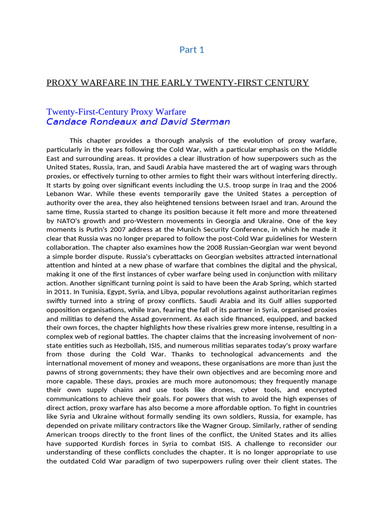 Proxy Warfare in the 21st Century | PDF | International Security ...