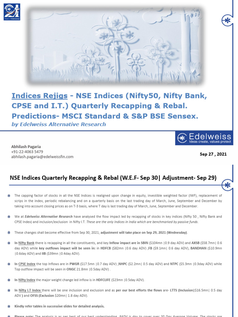 Key Indices Rejigs (NSE Indices Quarterly Recapping & Rebal ...