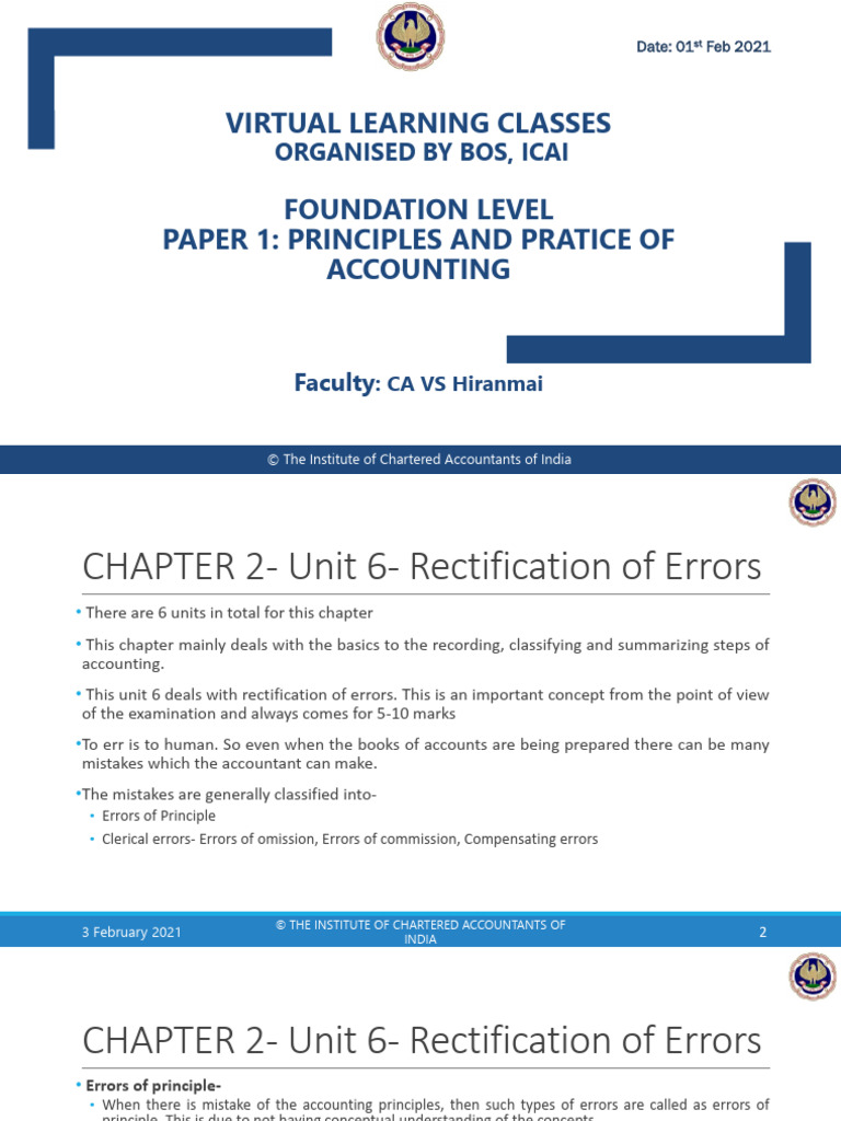 Unit 6 - Rectification of Errors | PDF | Debits And Credits | Income ...