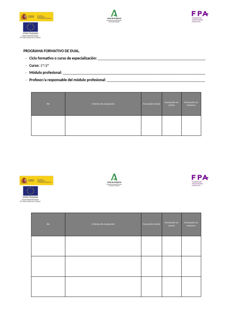 Programa formativo Dual 24_25 | PDF | Evaluación | Enseñando