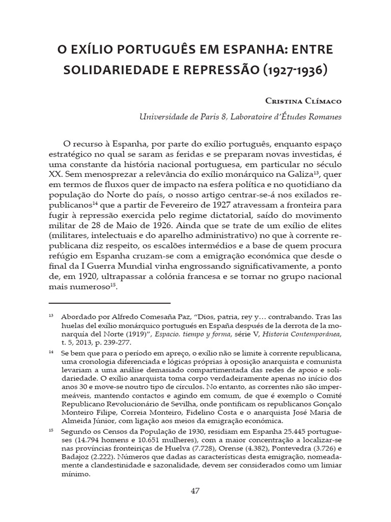 Exílio Português na Espanha (1927-1936) | PDF | Espanha | Portugal