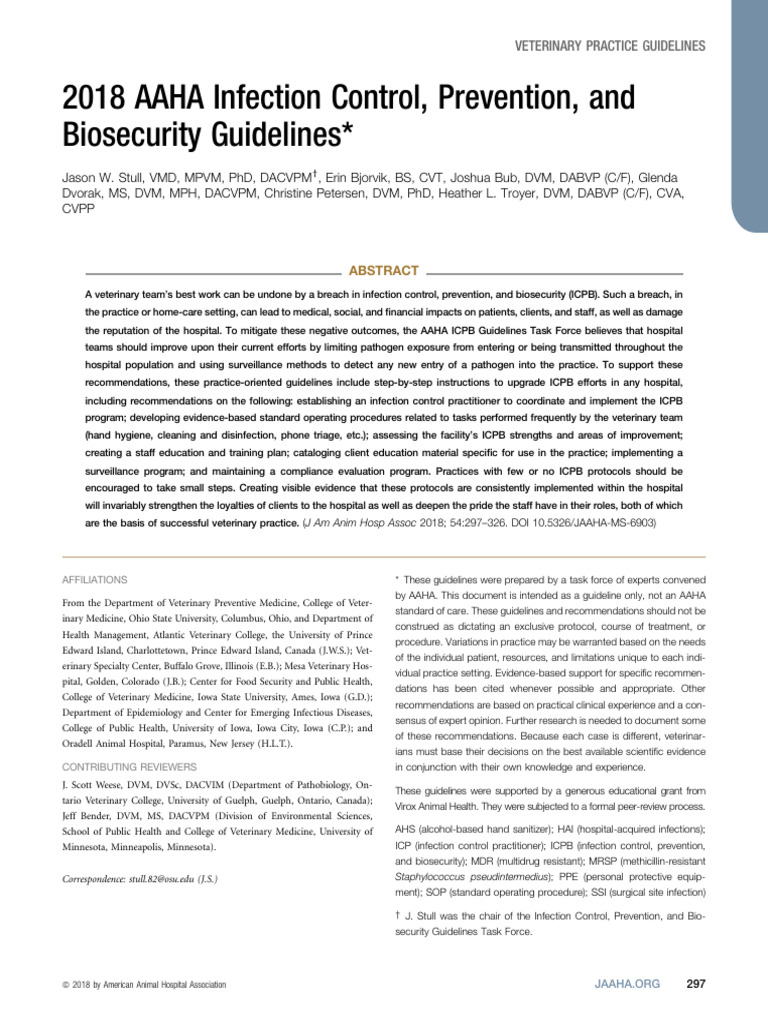 AAHA Infection Control Guidelines 2018 | PDF | Personal Protective ...