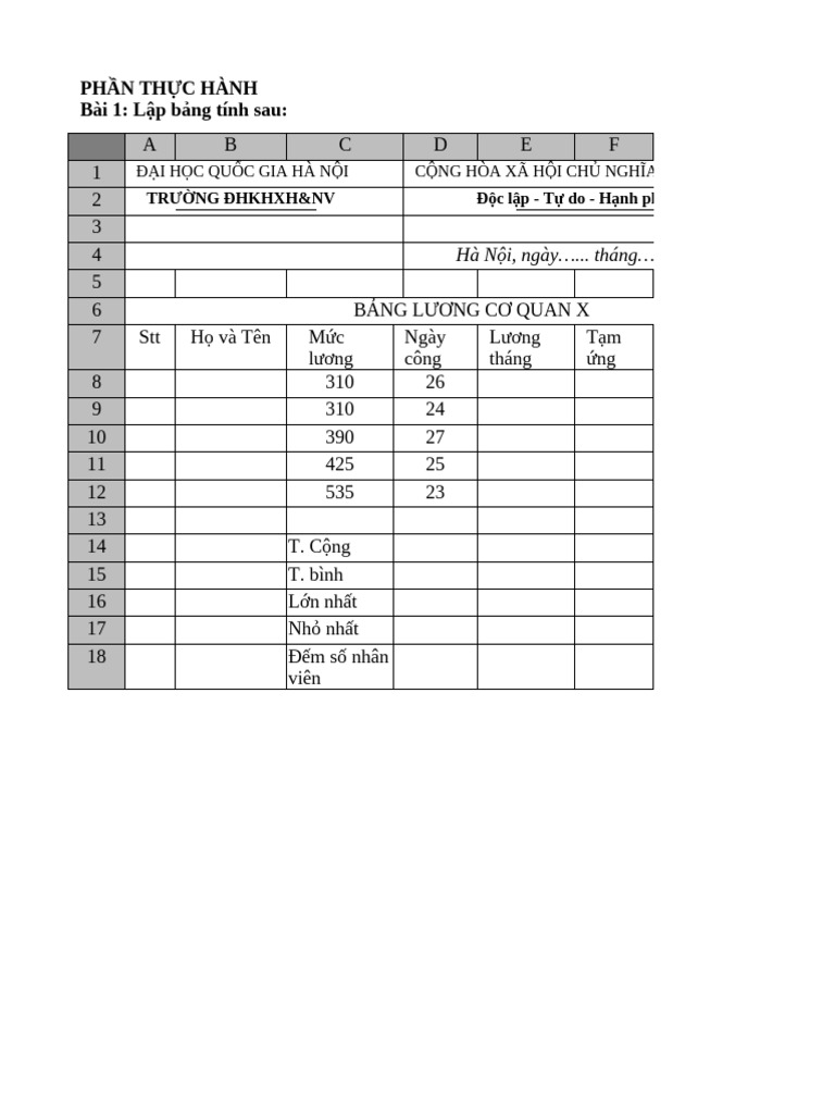 Bai Tap Excel | PDF