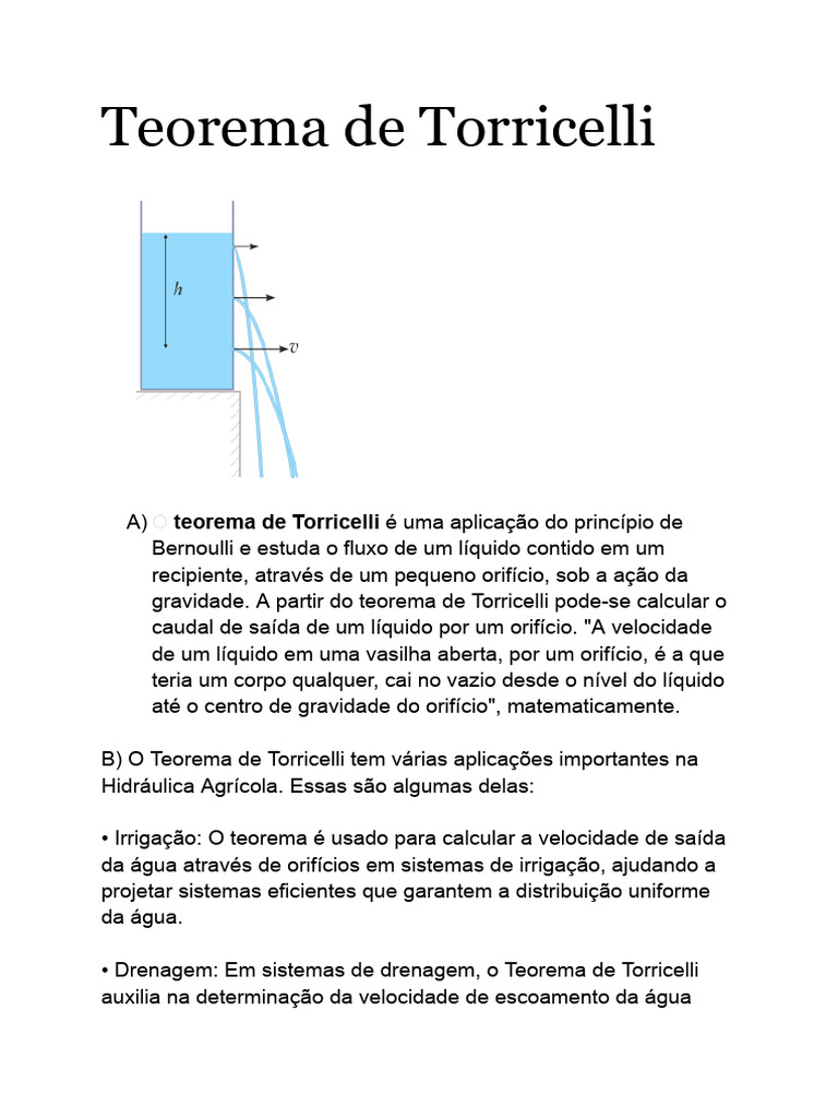 Aplicações do Teorema de Torricelli | PDF