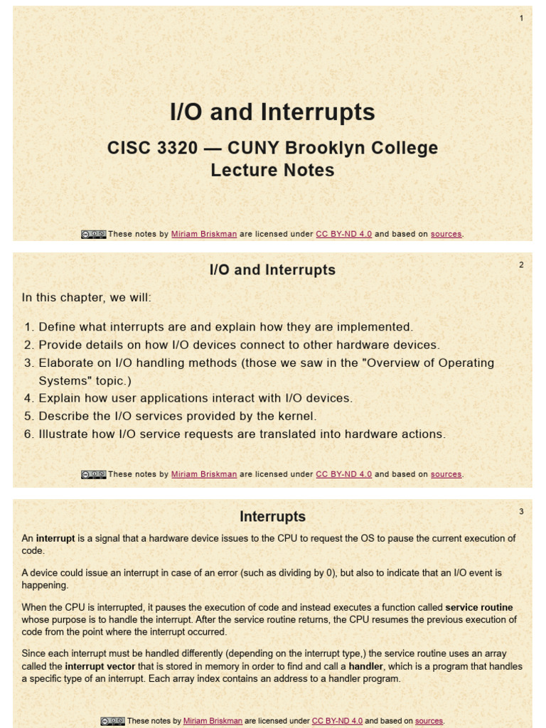 Cisc 3320 Topic 03 Lecture Notes | PDF | Input/Output | Operating System
