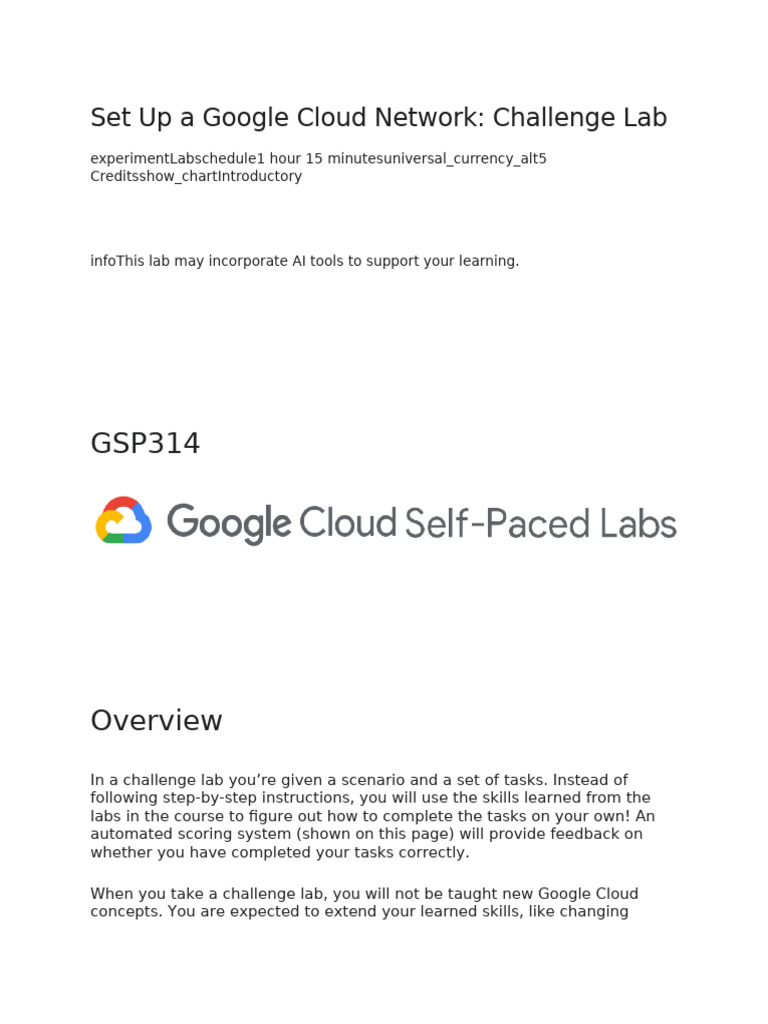 Set Up A Google Cloud Network Challenge Lab | PDF | Computer Network ...
