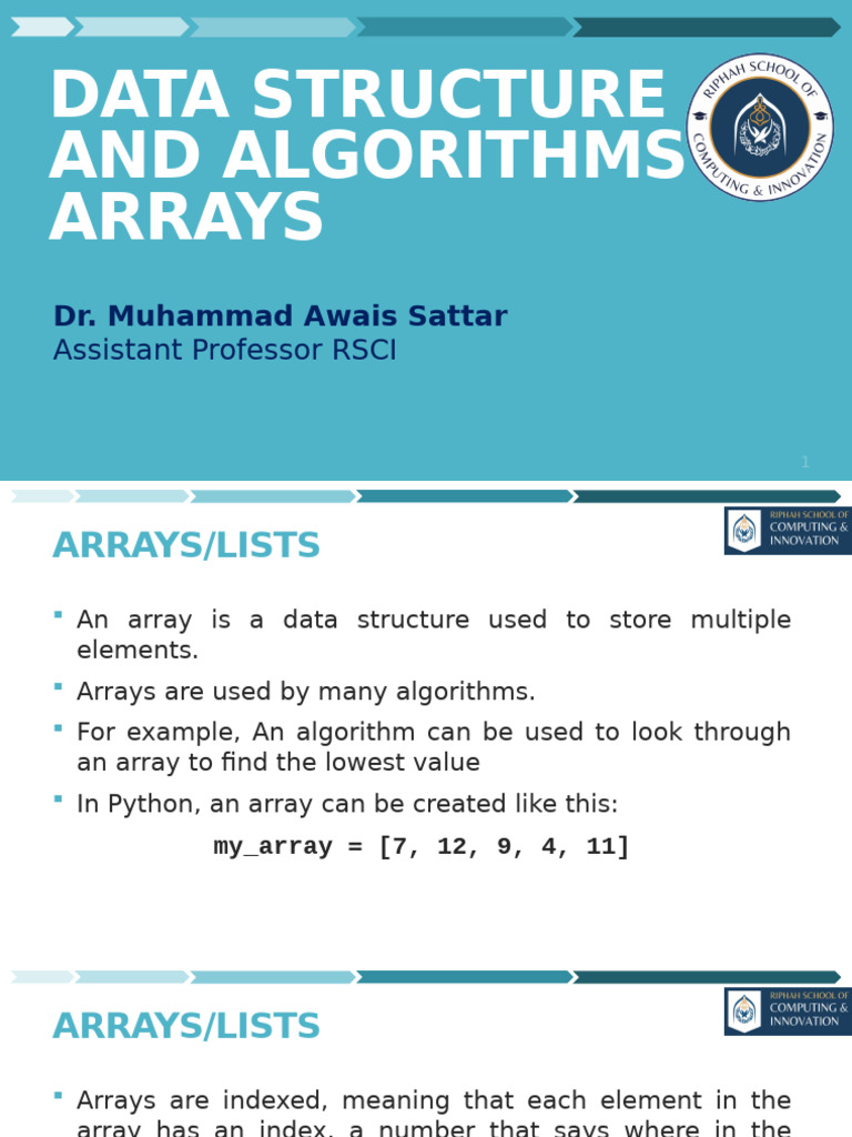 Data Structures: Arrays & Sorting Algorithms | PDF | Algorithms And ...
