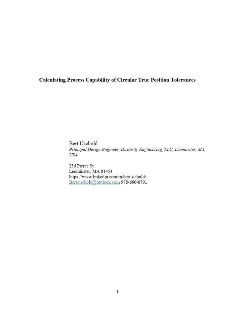 Process Capability for True Position Tolerances | PDF | Standard ...