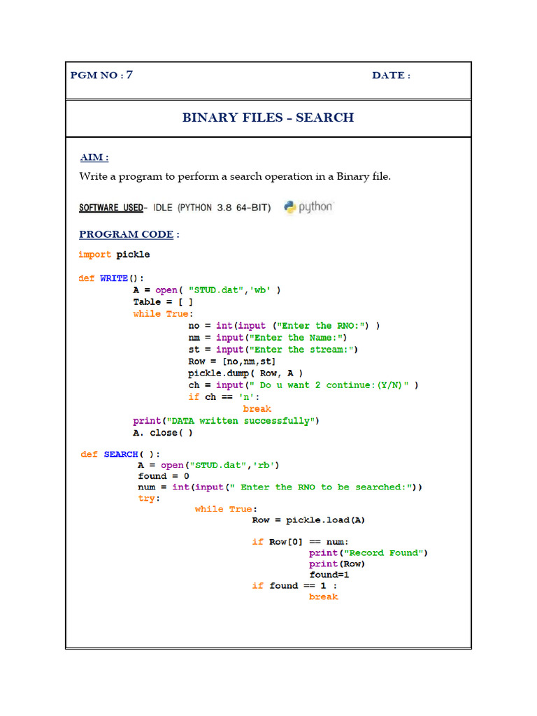 Binary File Operations in Python | PDF