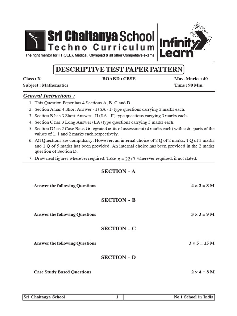Class X Maths Exam Pattern Overview | PDF