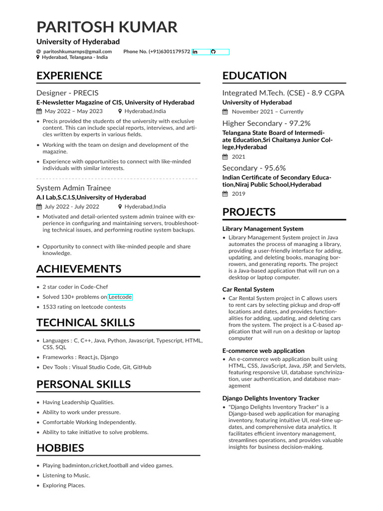 Paritosh Kumar's Tech Portfolio | PDF | Web Application | Java Script