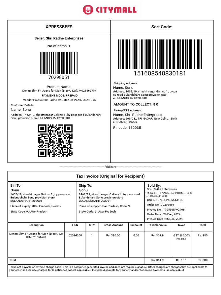 Orders Label-26-12-2024 | PDF | Invoice | Taxes
