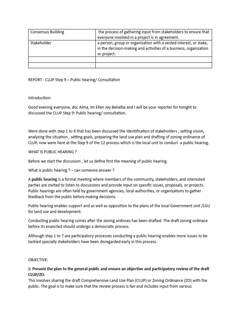CLUP Step 9: Public Hearing Guide | PDF | Governance | Community