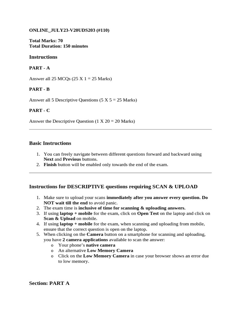 Online Exam Instructions for DBMS Test | PDF | Database Transaction ...
