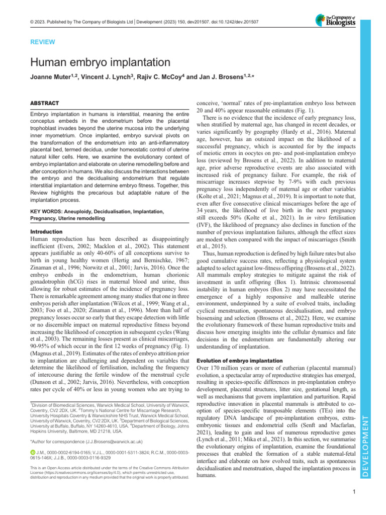 Human Embryo Implantation Insights | PDF | Miscarriage | Menstrual Cycle