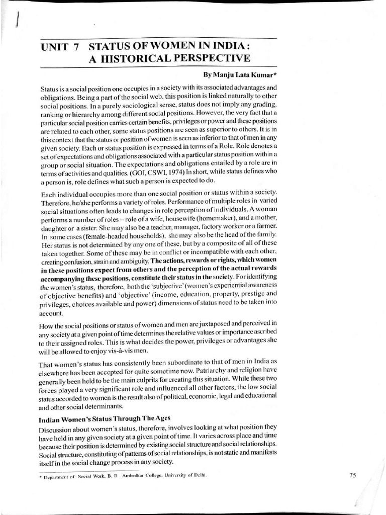 Status of Women in India - A Historical Perspective - Compressed | PDF