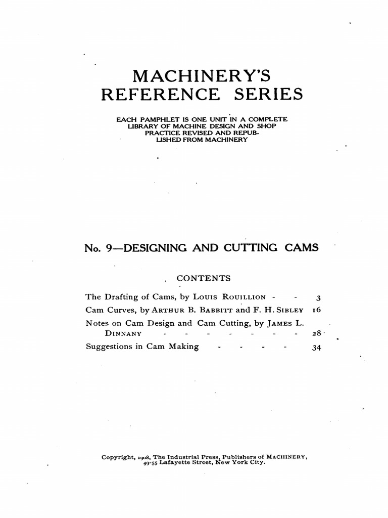 Machinery's Reference Series 009 - Designing and Cutting Cams | PDF ...