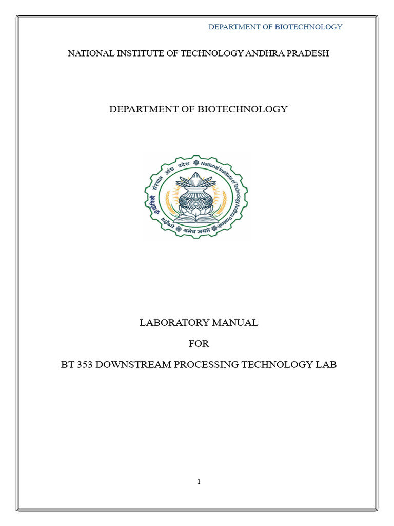Downstream Processing Lab Manual | PDF | Filtration | Distillation