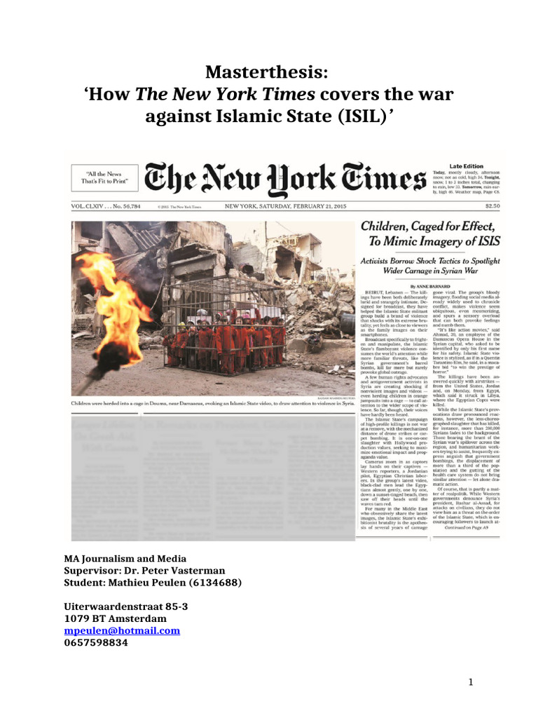 NY Times Coverage of ISIL War Analysis | PDF