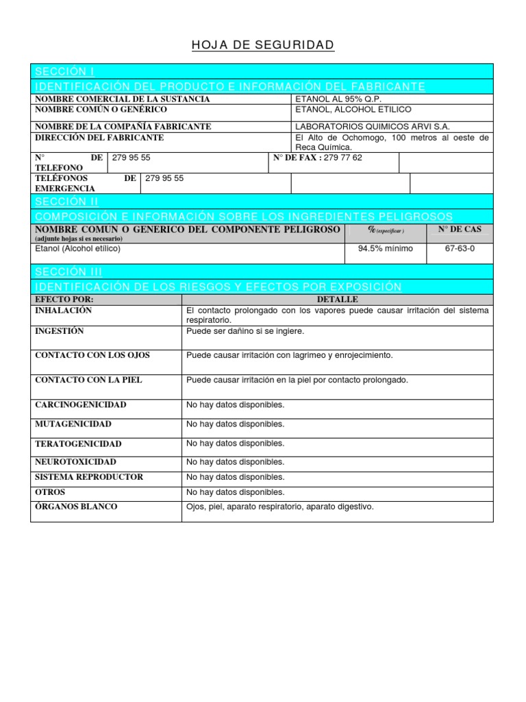 MSDS Etanol | PDF